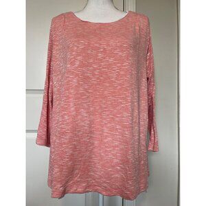 Cato Woman Coral & White Striped Tunic Top Size 22/24W Lined Lightweight Stretch